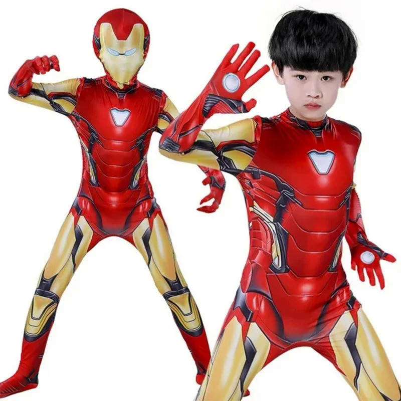 Kids  Iron Man Cosplay Costume Bodysuit Jumpsuit The Avengers Superhero Spiderman Halloween Carnival