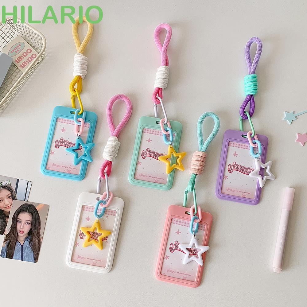 ฮิลาริโอ ฝาครอบบัตรรถบัส พลาสติกป้องกัน身份证件/บัตรเครดิต จี้ดาว พวงกุญแจเกาหลี ที่ใส่บัตรรูปถ่ายเด็ก