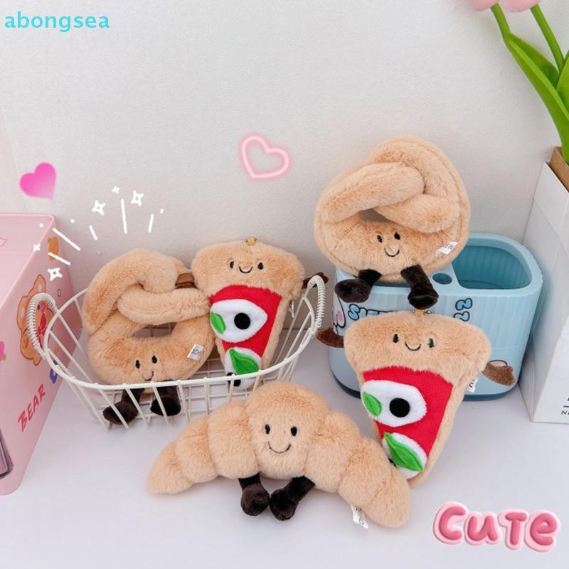 Abongsea Jellycats จี้ Plush Toast ขนมปัง Pretzel Croissant Baguette พวงกุญแจของเล่นตุ๊กตาขนมปังตุ๊ก