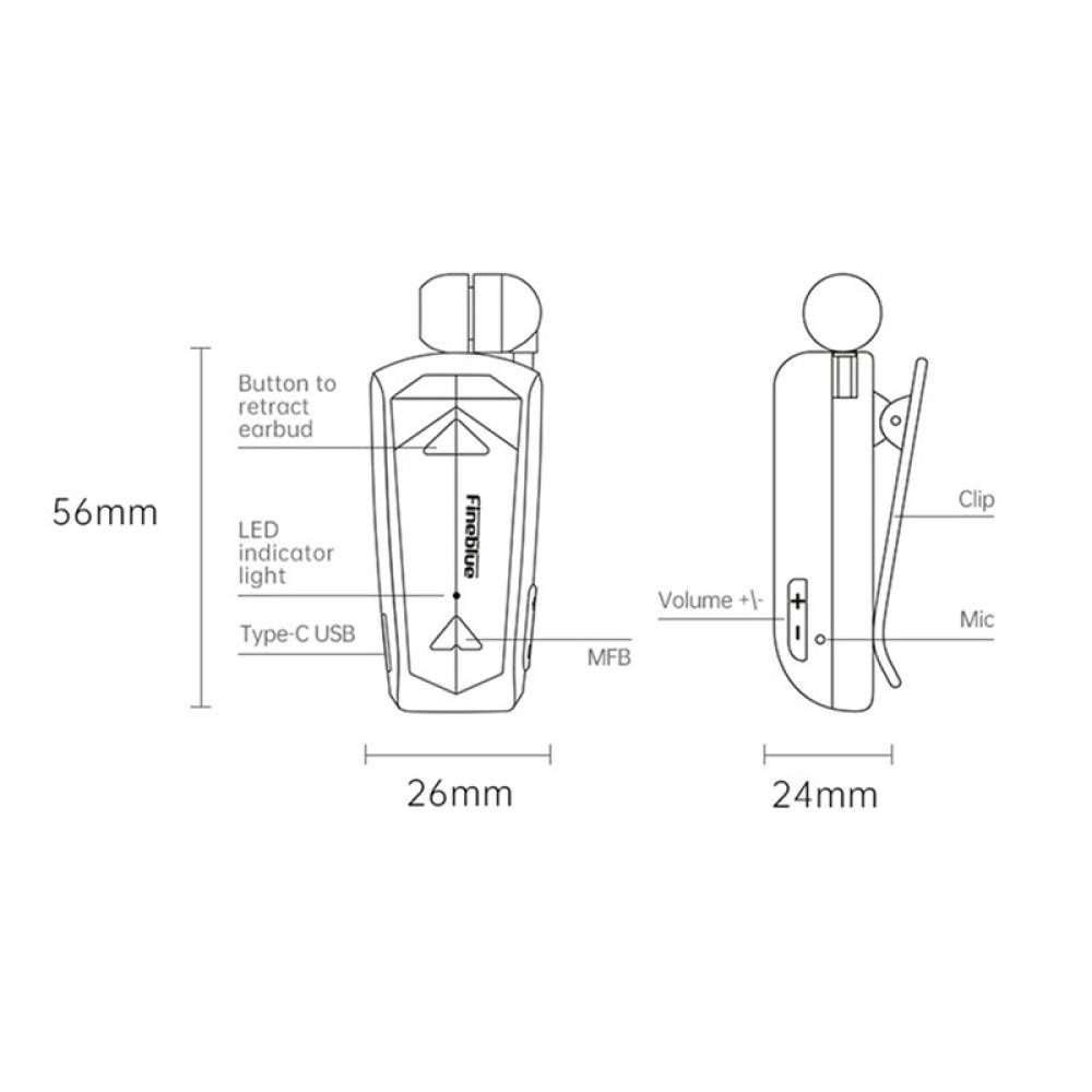 FFY F520 หูฟังไร้สายบลูทูธแบบพับเก็บได้ Auricular Lavalier Clip On ชุดหูฟังสําหรับ One Ear Hand Free