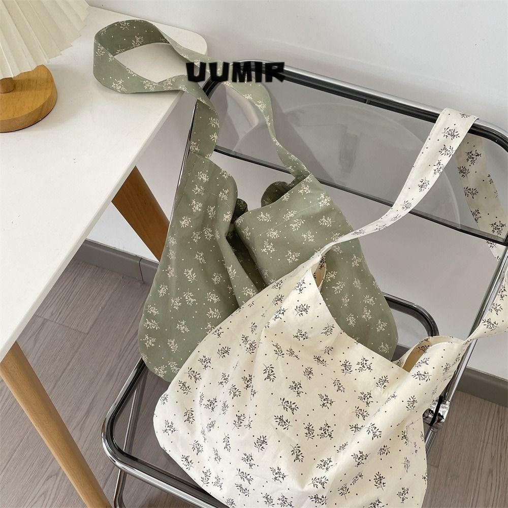 UUMIR Tote Bag กระเป๋าสะพายไหล่ลําลองแสนหวาน กระเป๋าผ้าแคนวาสความจุขนาดใหญ่พิมพ์ลายดอกไม้ Girl