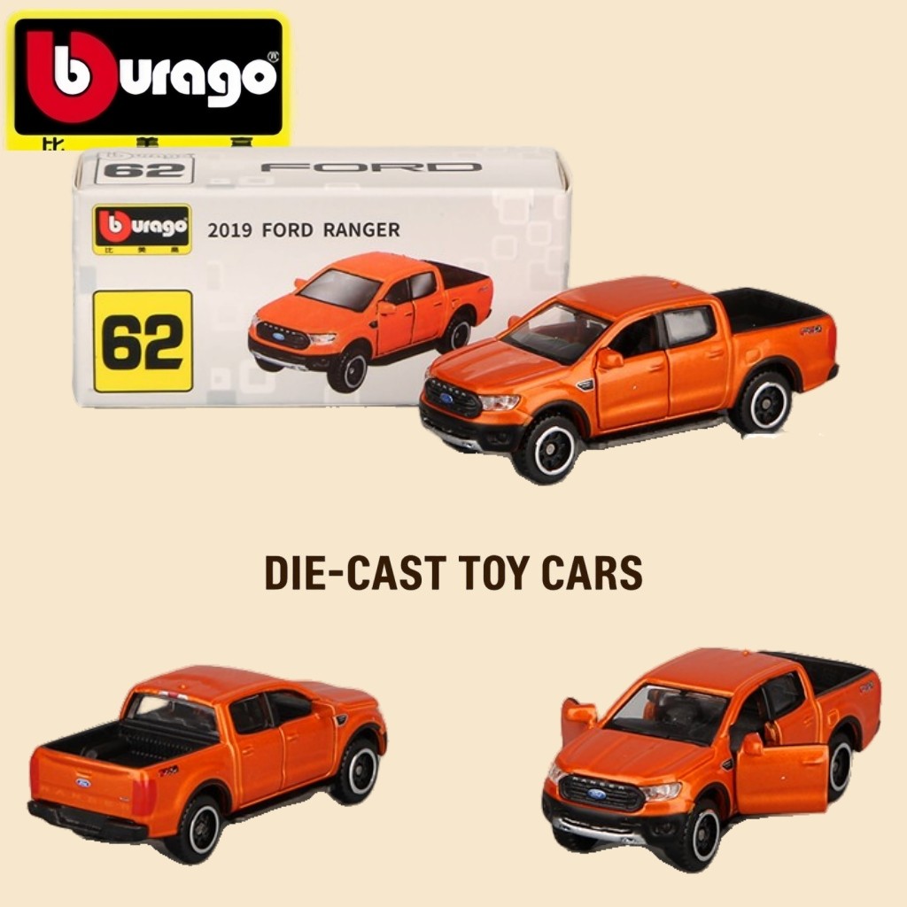 Bburago 2019 Ford Ranger Blue Diecast pickup truck Model Car Model - 1:64 Diecast Alloy Car for Boys