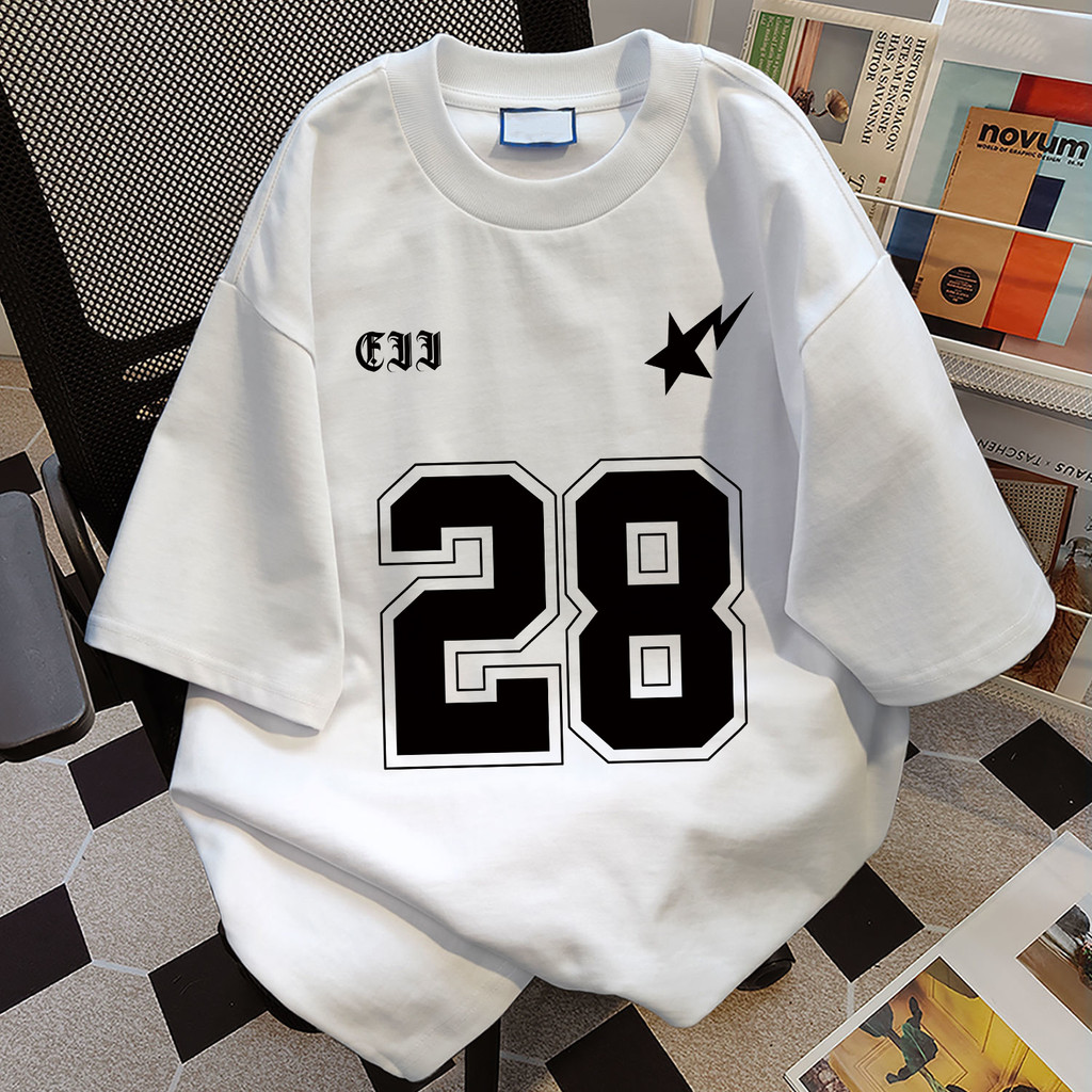 TIHIK เสื้อยืดผู้หญิง High Street สไตล์อเมริกัน องทรงหลวมพิมพ์ลายย้อนยุค I004739