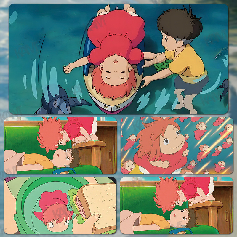 Kam Ponyo แผ่นรองเมาส์เกมมิ่ง ขนาด 800x300 มม. แผ่นรองคีย์บอร์ด HD ขนาดใหญ่ ตกแต่งห้องสํานักงาน