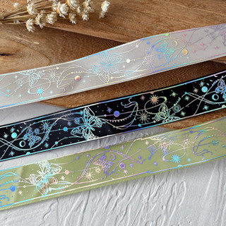 4.5/18m ริบบิ้นผ้าไหมปั๊มร้อนผีเสื้อพิมพ์ Webbing DIY Trim ห…
