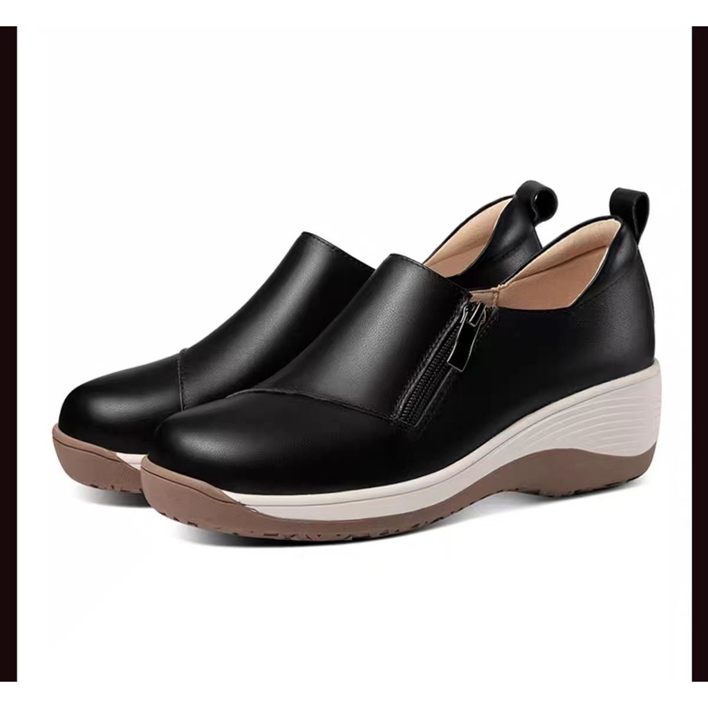 ใหม่หนังซิป4เซนติเมตรหนาแต่เพียงผู้เดียวสวมใส่รองเท้าผ้าใบสําหรับสไตล์ลําลองของผู้หญิง ปลอบโยน สไตล์ - รูปที่ 7