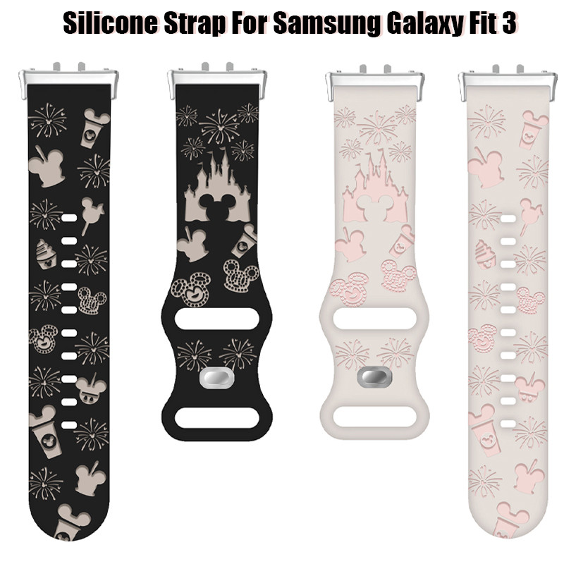 ปราสาทดอกไม้แกะสลักสําหรับ Samsung Galaxy Fit 3 สร้อยข้อมือซิลิโคนกีฬานาฬิกาสําหรับ Samsung Galaxy Fit3 Band อุปกรณ์เสริม