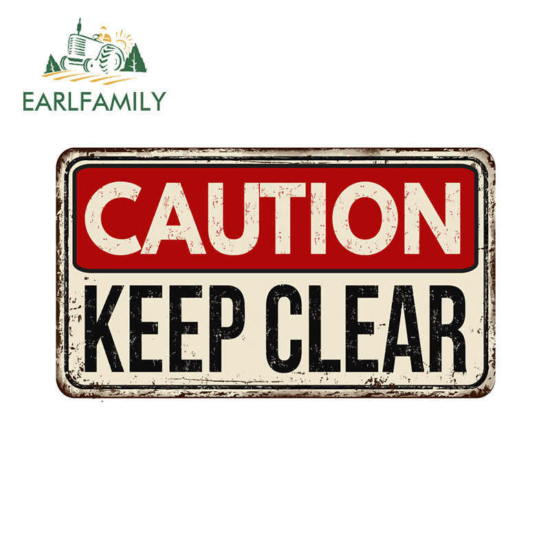 EARLFAMILY Caution Keep Clear สติกเกอร์รถแฟชั่น Occlusion Scratch Caravan Trunk กระจกด้านหลัง RV DIY