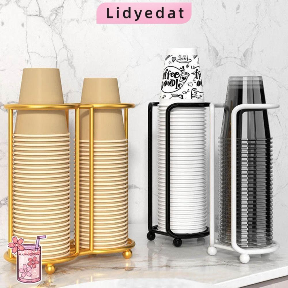 LIDYEDAT165 ที่วางแก้วกระดาษโลหะ ความจุใหญ่ ครัว ดีไซน์สองชั้น ระบายอากาศ ถ้วยชั้นเก็บ