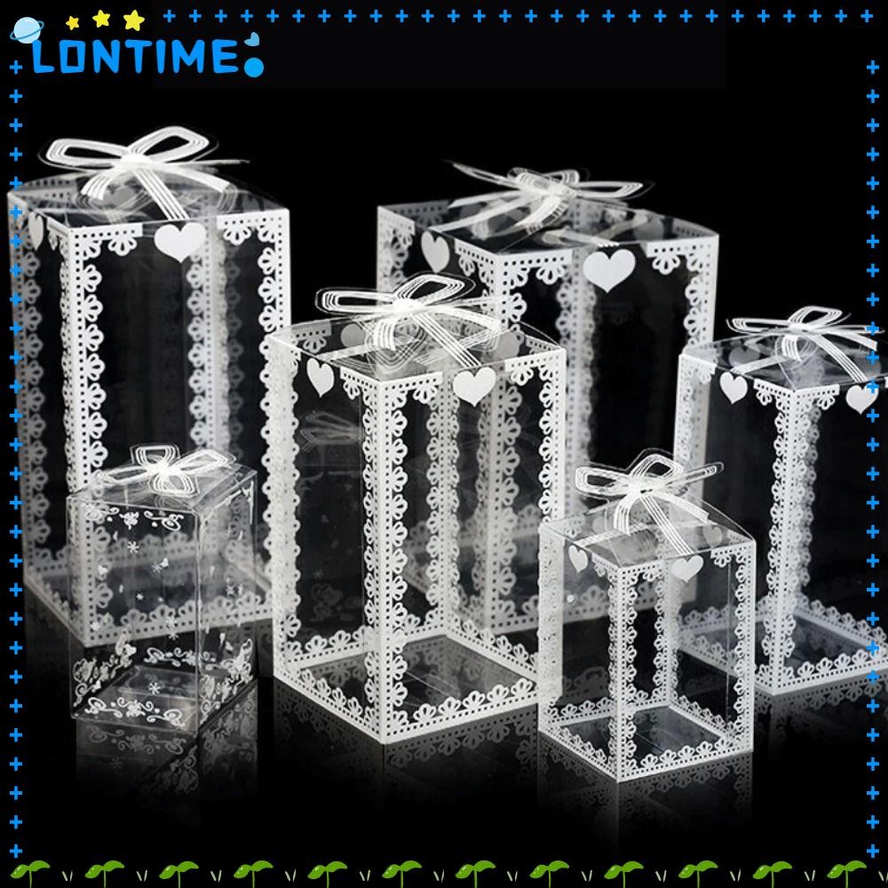 LONTIME 10 ชิ้นกล่องบรรจุพีวีซี,นํามาใช้ใหม่หลายขนาดพิมพ์กล่องพีวีซี,ใสช็อคโกแลต/บรรจุภัณฑ์เค้กอุปกรณ์งานเลี้ยงวันเกิด