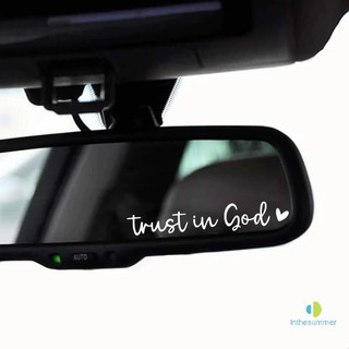 ITHT> Trust In God Heart Car Rear View Mirror Sticker Decal Faith Bible Verse Christian Church Auto Vehicle Bumper Decor new