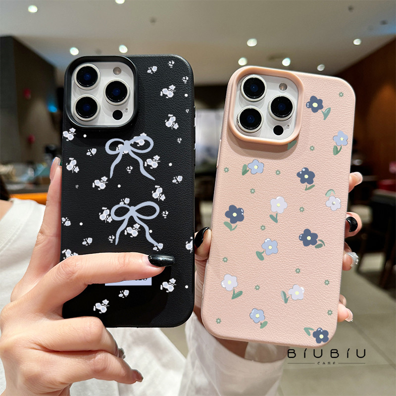เข้ากันได้กับ iphone 16 Pro Max 15 Casing Blue series of small flowers 11 12 13 14 Pro 7 8 Plus X XR