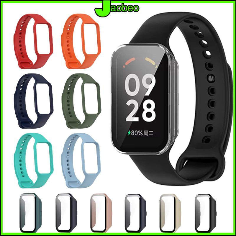 สายซิลิโคน for นาฬิกาอัจฉริยะ Xiaomi Smart Band 8 Active กระจกนิรภัย เคส กรณีนาฬิกา ออกแบบรวมทุกอย่าง for Redmi Band 2