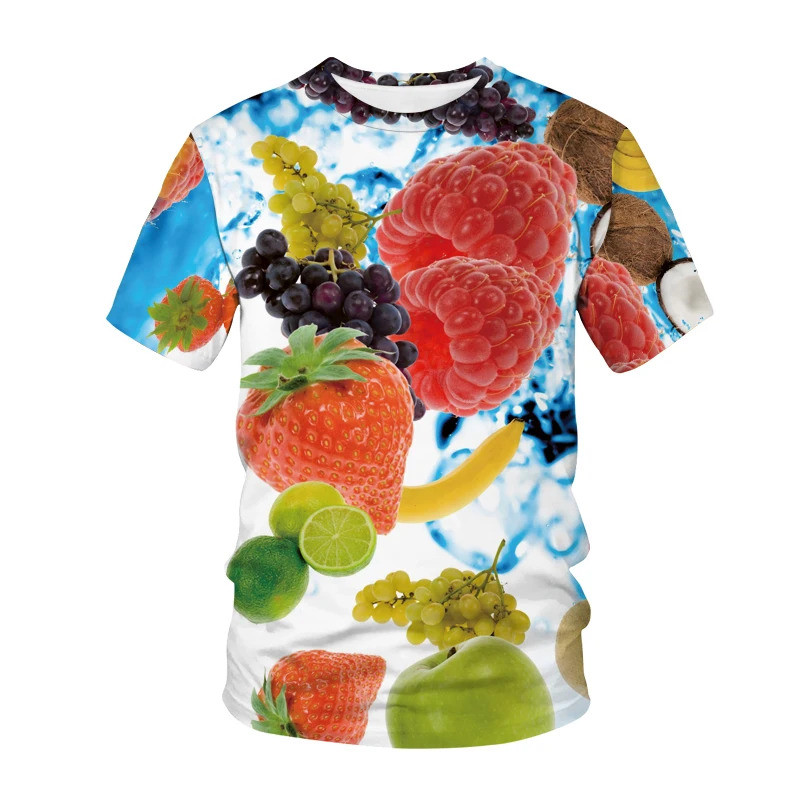 T เสื้อ Kawaii Hip Hop ผลไม้สไตล์ 3D พิมพ์เด็ก T เสื้อแฟชั่น Casual การ์ตูนเสื้อยืดเด็กผู้หญิงเสื้อผ้าเด็ก Tees Tops