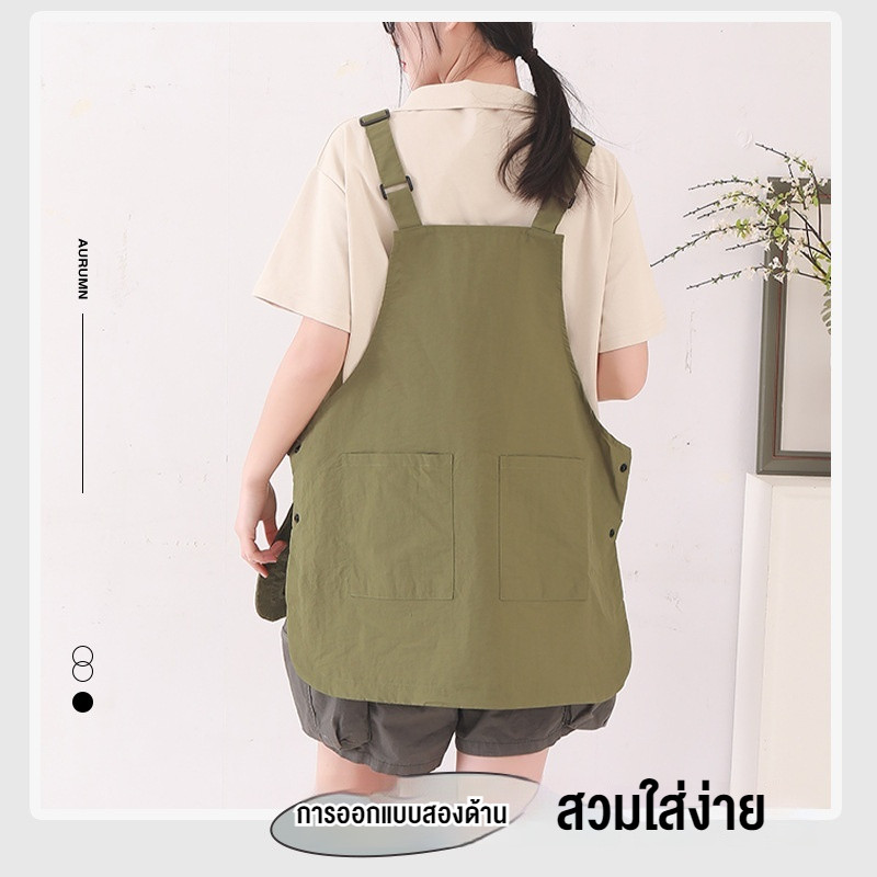 🇹🇭ส่งจากไทย🇹🇭 ผ้ากันเปื้อนกันน้ำสไตล์เสื้อกั๊กแฟชั่น นุ่มและทนทาน ผ้ากันเปื้อนครัวร้านตัดผม ผ้ากันเปื้อนทำอาหาร - รูปที่ 6