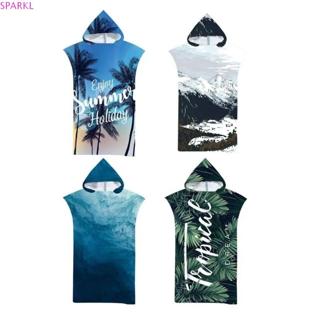 SPARKLENOVA ผ้าเช็ดตัวชายหาด, ผ้าขนหนูอาบน้ํามีฮู้ดไมโครไฟเบอร์, Surf Poncho ผ้าดูดซับแห้งเร็วเสื้อคลุมอาบน้ําว่ายน้ํา Cape Surfing