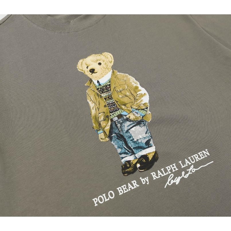 ที่มีคุณภาพสูงแฟชั่นคลาสสิกตุ๊กตาหมีพิมพ์รอบคอพื้นฐานแขนสั้นเสื้อยืด