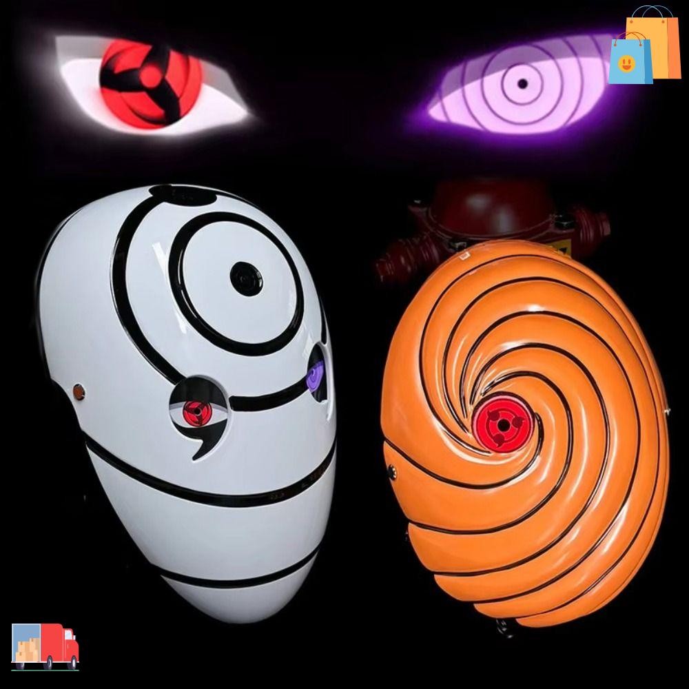 SUQIN52 Glowing Naruto , Tobi Cosplay Sharingan Face Cover, Uchiha Obito Full Face Role Play White H