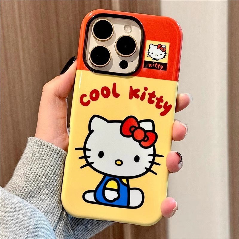 เคส KTCat 2-in-1 น่ารักสําหรับ Apple 17/16 Pro Max iPhone 15 Dual Layer 14 Pro Film 13/12/11 Pro Max 7/8p Xs Max กันกระแทกฝาครอบป้องกัน