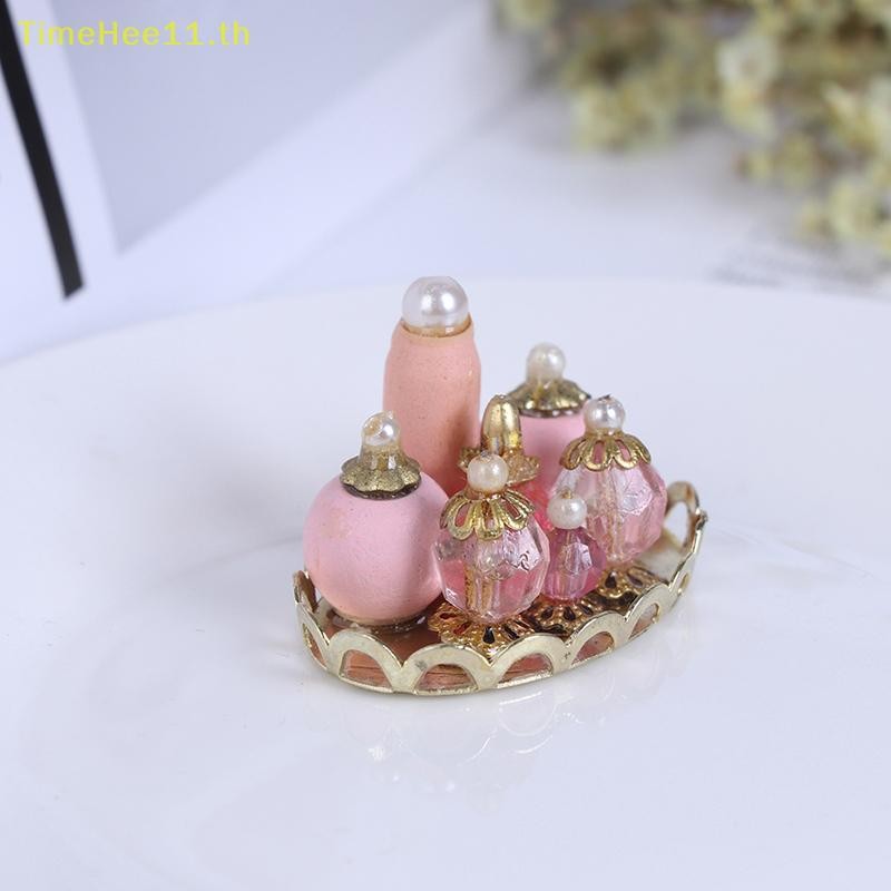 TimeHee 1:12 Dollhouse Miniature สีชมพูถาดน้ําหอมตุ๊กตา House ห้องนอน Bath Decor TH