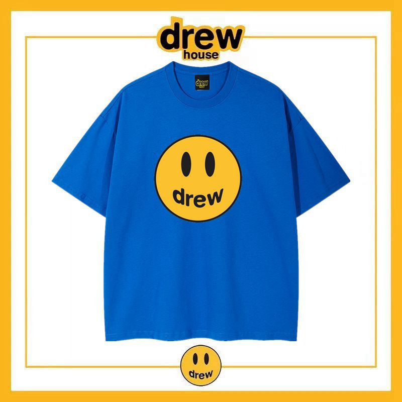Justin Bieber Smiley Print เสื้อยืดแขนสั้นผ้าฝ้ายหลวมฤดูร้อนผู้ชายผู้หญิงแฟชั่น ราคา ถูกที่สุด ดีลบีเคเค แกลเลอรีภาพที่ 3