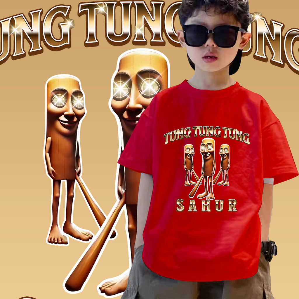เด็ก 2025 Tung Tung Tung Sahur Funny Baseball Brainrot Meme T-shirt🧤kids เด็กใหม่แฟชั่นพิมพ์เสื้อยืด ผ้าคุณภาพสูง Unisex