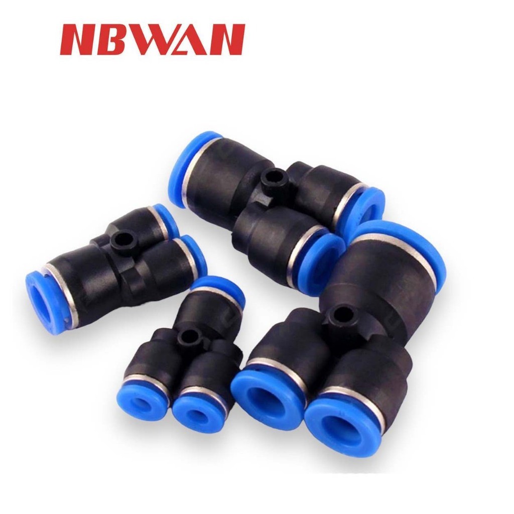 NBWAN ข้อต่อลมเสียบสามทาง ตัววาย PY ขนาด 6/8//10/12/14 มม.