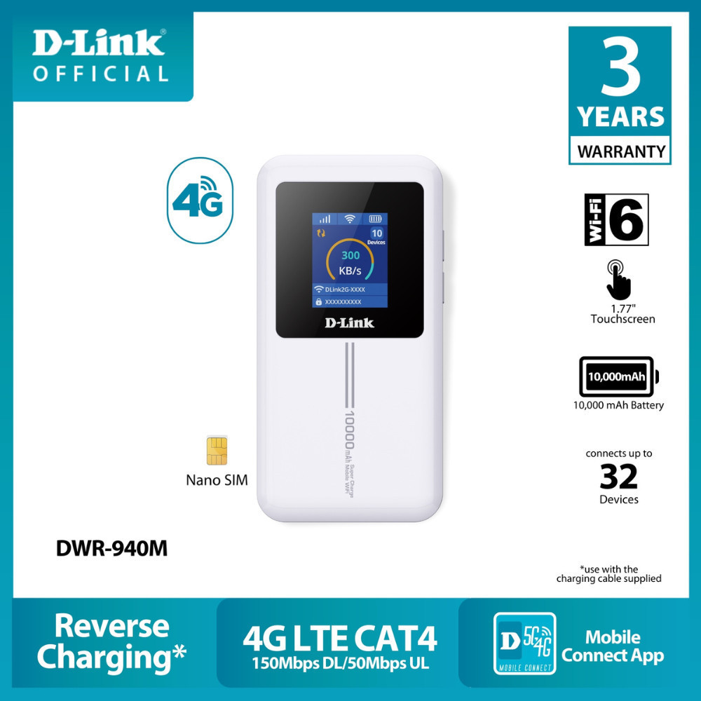 D-Link DWR-940M LTE 4G Mobile Router 10,000mAh