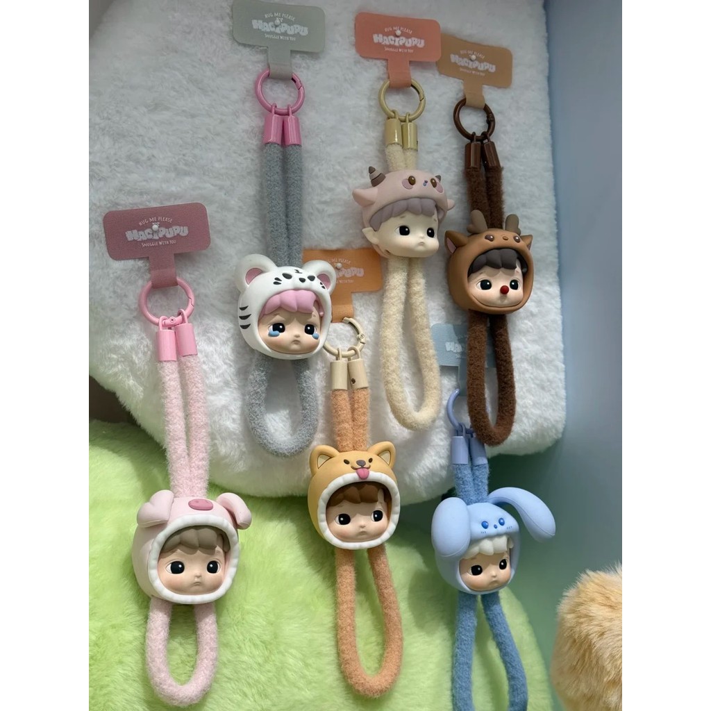 HACIPUPU สติ๊กเกอร์สัตว์ซีรีส์กล่องตาบอดโทรศัพท์มือถือเชือกเส้นเล็กเทรนด์แฟชั่นอุปกรณ์ต่อพ่วง