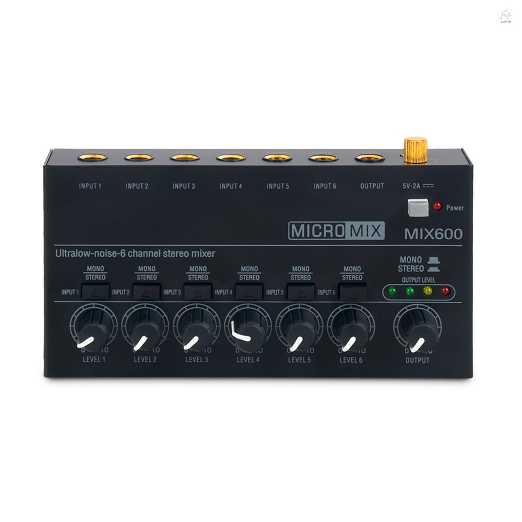 เครื่องผสมเสียงขนาดเล็กเครื่องผสมสายสเตอริโอสําหรับ Sub-Mixing Ultra Low-Noise 6-Channel สําหรับกีตา