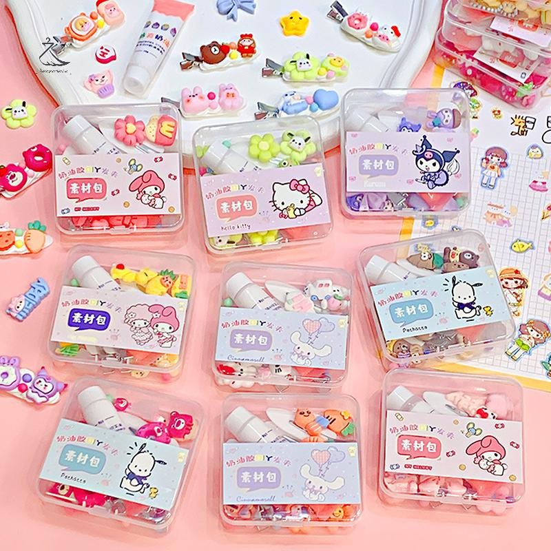 [HSSL] 1 ชุดครีมกาวกิ๊บติดผม DIY กระเป๋าแฮนด์เมดวัสดุแพ็คอุปกรณ์เรซินน่ารัก MCL7717