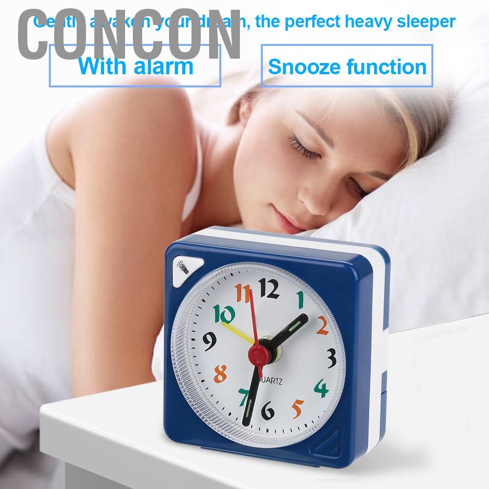 Concon นาฬิกาปลุกตารางการเดินทางขนาดเล็กไฟ LED ควอตซ์พร้อมฟังก์ชั่น Snooze ใช้งานแบตเตอรี่