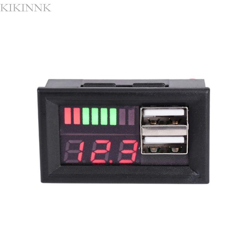 Kikin Universal 12V Dual USB Digital Voltmeter แผงควบคุมแรงดันไฟฟ้าสําหรับรถจักรยานยนต์ Electromobile E-bike
