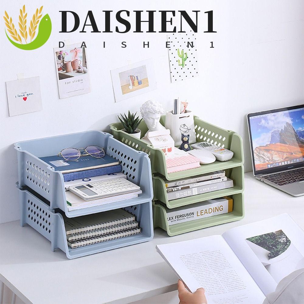 Daishen1 ชั ้ นวางแฟ ้ มวางซ ้ อนกันได ้ , เดสก ์ ท ็ อปออแกไนเซอร ์ แฟ ้ ม A4 ถาดเก ็ บแฟ ้ ม , ชั ้ นวางกระดาษเรียบง ่ ายมัลติฟังก ์ ชั ่ น INS สไตล ์ Sundries