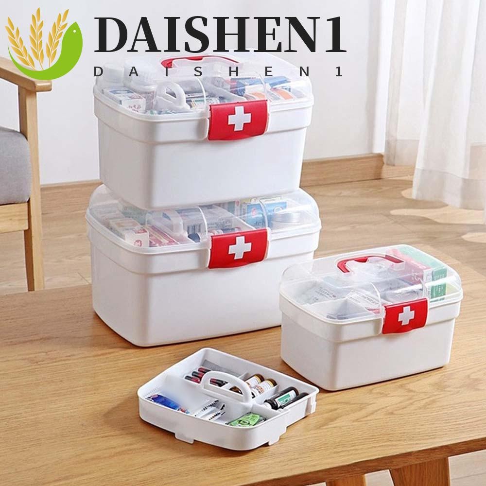 Daishen1 กล่องเก็บยา ขนาดใหญ่ แบบพกพา แบ่งช่องได้ มีหลายชั้น สีขาว สําหรับสุภาพสตรี