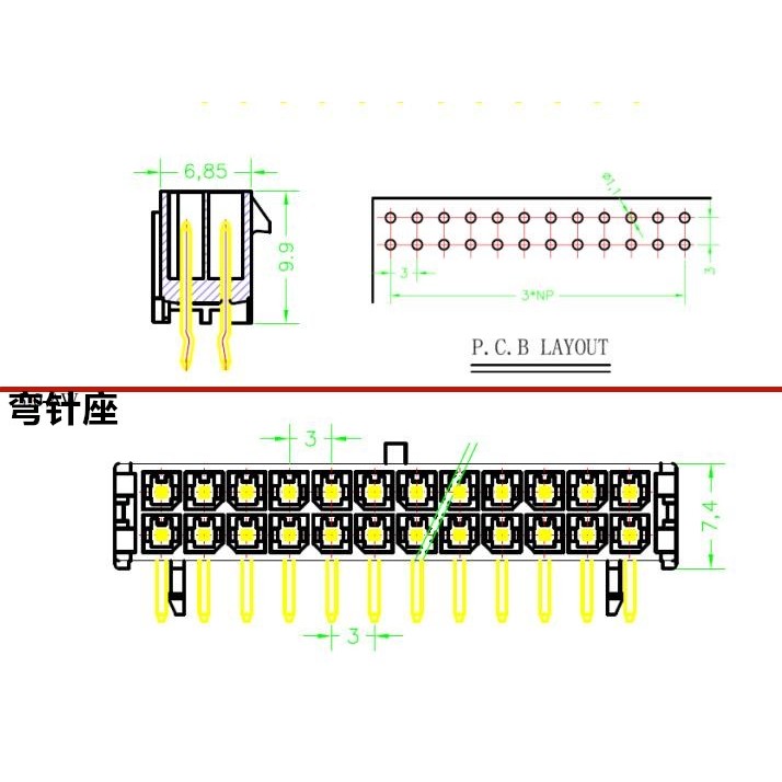 43045 ซ็อกเก็ตขาโค้งตรง MX3.0 มม.ขั้วต่อแถวคู่ 43025 ซ็อกเก็ตขาโค้ง 2 * 2/3/4/5/6/7P/8P Connector - รูปที่ 6