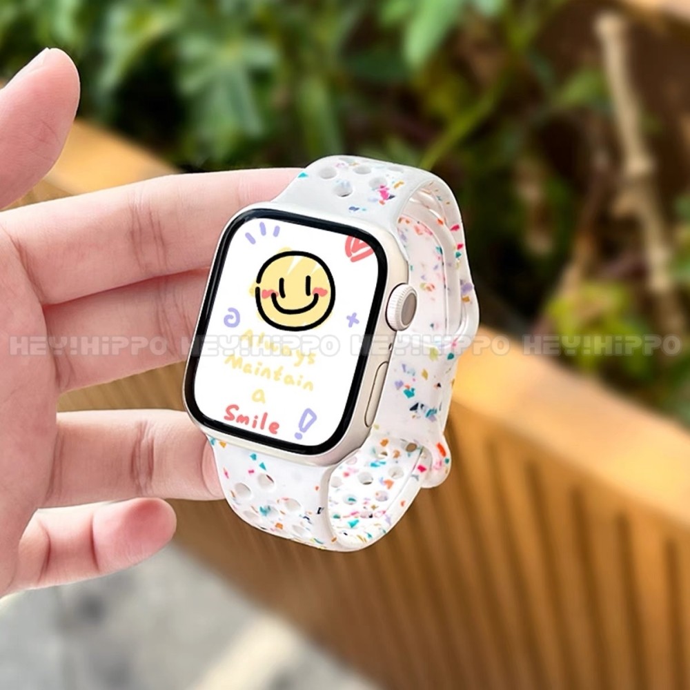 สายรัดซิลิโคนระบายอากาศสีสันสดใสเหมาะสําหรับสมาร์ทวอทช์ซีรีส์ 10/9/8/7/6/5/SE/4/3 การออกแบบหัวเข็มขัดผีเสื้อเหมาะสําหรับ ฉันดู 49/46/45/44/42/41/40/48มม