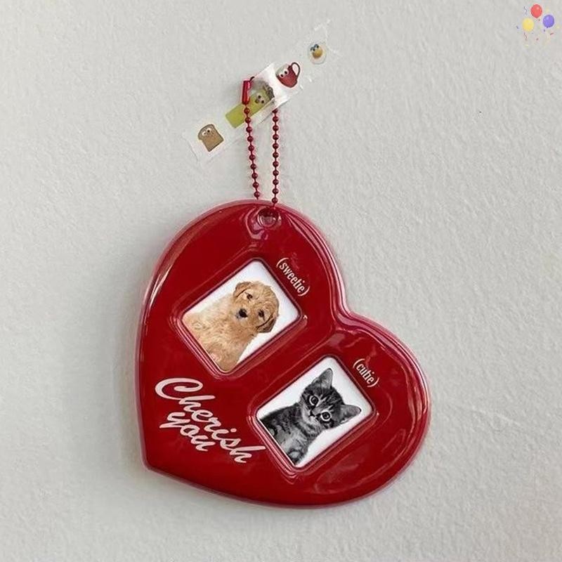 [CO] Idol Photo Protective Photo Card Holder Display Sleeves 3 นิ้ว Love Heart Shape ID Photo Cards Sleeve พวงกุญแจแขวนโซ่ TH
