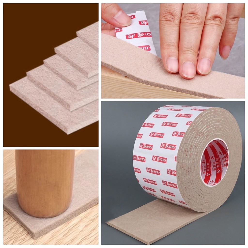 🐱 เทป สักหลาด พรีเมี่ยม ผ้าสักหลาด แบบม้วน กาวในตัว เก็บเสียง ซับน้ำ ลดแรงกระแทรก รองขาเก้าอี้ โต๊ะ โซฟา รุ่นอัพเกรด 🐱