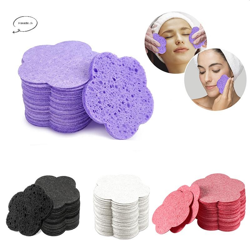 Parade Plum-Shaped Face ทําความสะอาดฟองน้ํา Pad สําหรับ Exfoliator Mask Facial Spa นวดแต่งหน้ากําจัดหนาบีบอัด Natural Cellulose TH