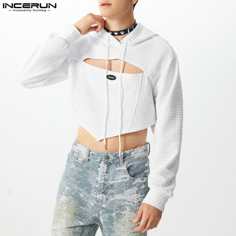 ไม่แน่นอน ผู้ชายวินเทจแฟชั่นตักวาฟเฟิลออกแบบเสื้อแขนยาว เสื้อฮู้ด