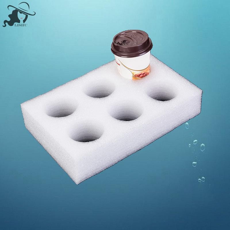 Lishu โฟมผู้ถือเครื่องดื่ม 6 หลุมที่วางแก้วขวดจัดเก็บ Party Takeout Campervan Camping th