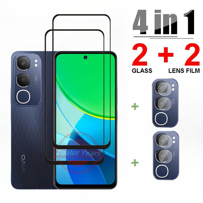 4in1 HD กระจกนิรภัยสําหรับ Vivo Y200 5G Y19S 4G 9H ป้องกันการระเบิดป้องกันหน้าจอกล้องฟิล์มเลนส์นุ่ม