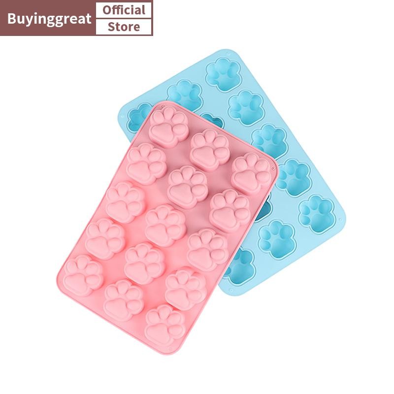 Tst 15 หลุมแมวสุนัข Footprint แม่พิมพ์ซิลิโคน DIY แม่พิมพ์เค้กคุกกี้ F Ondant สุนัข Cat Paw สัตว์เลี้ยง Candy คุกกี้ Jelly Ice Cube Mould SG