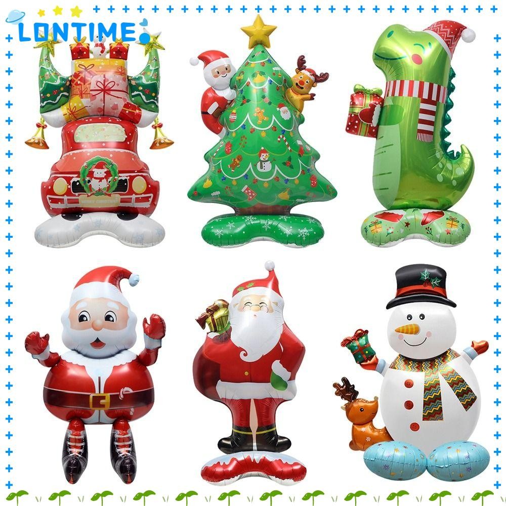 Lontime บอลลูนเป่าลมขนาดใหญ่,อุปกรณ์ประกอบฉากปาร์ตี้พองบอลลูนฟอยล์คริสต์มาส,ของเล่นเด็ก DIY ฟิล์มอลูมิเนียมบอลลูนสัตว์คริสต์มาสฮาโลวีน