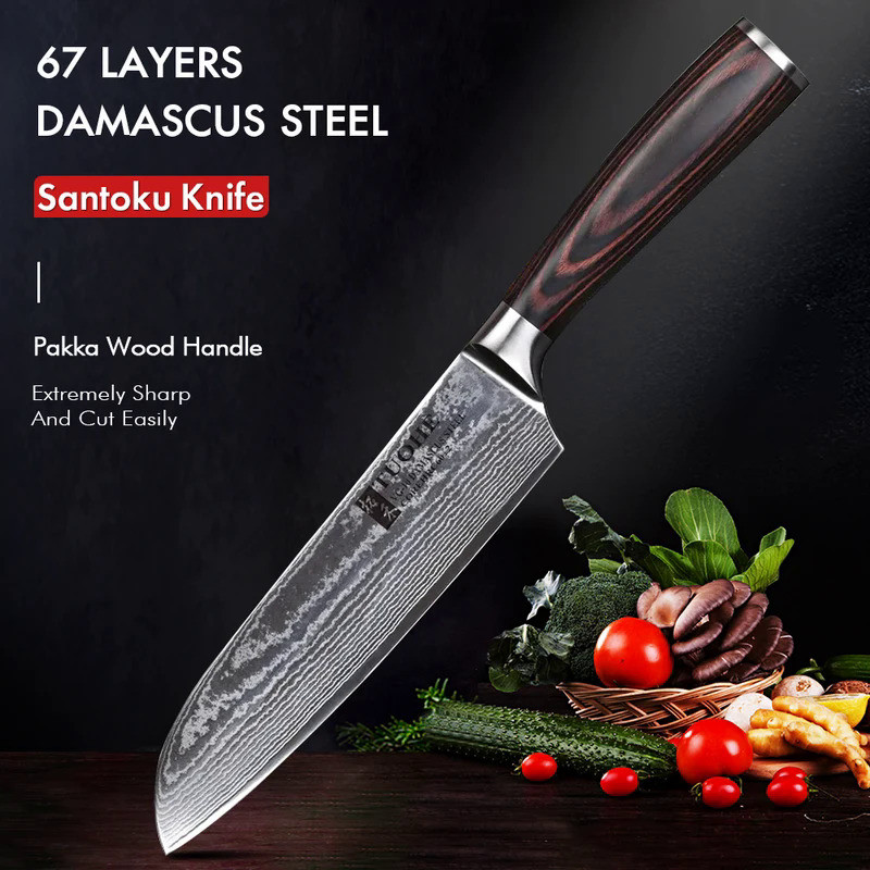 TUOHE Very Sharp 7" Chef Knives Japanese Damascus Steel Filleting Knife kitchen Knives Utility Santo