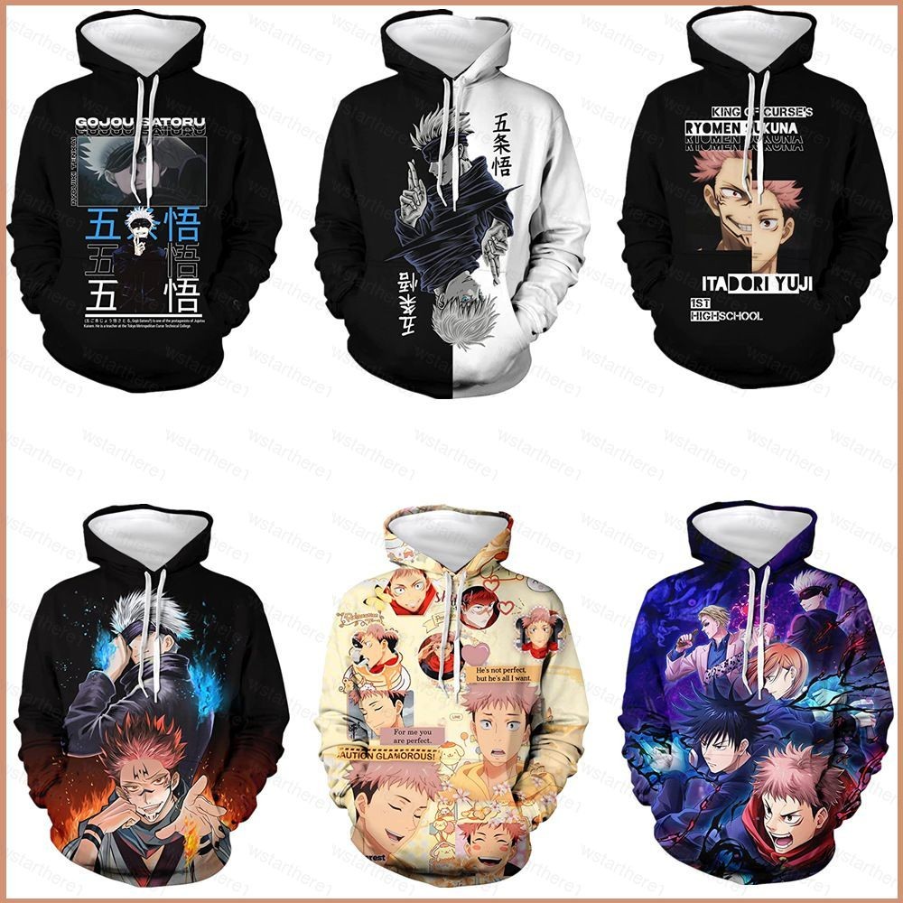 Jason Jujutsu Kaisen อะนิเมะ Hoodie แขนยาว Unisex คอสเพลย์ Yuuji Satoru Top Casaul 3D เสื้อกันหนาวแฟชั่น Oversi