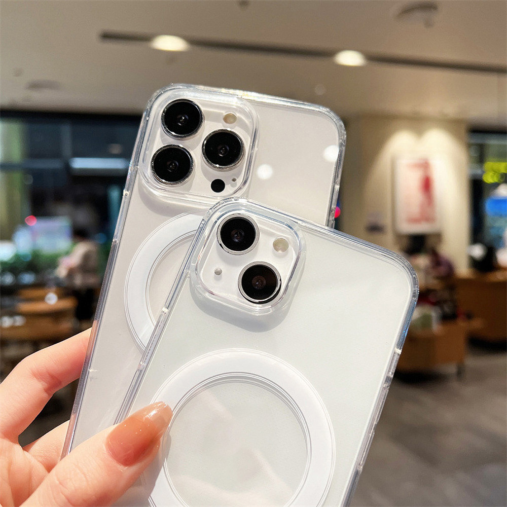 Magnetic TPU ใสเคส For iPhone 11 13 15 14 16 Pro Max 12 14promax 13promax 15promax 16promax ใสเคสโทรศัพท์มือถือ