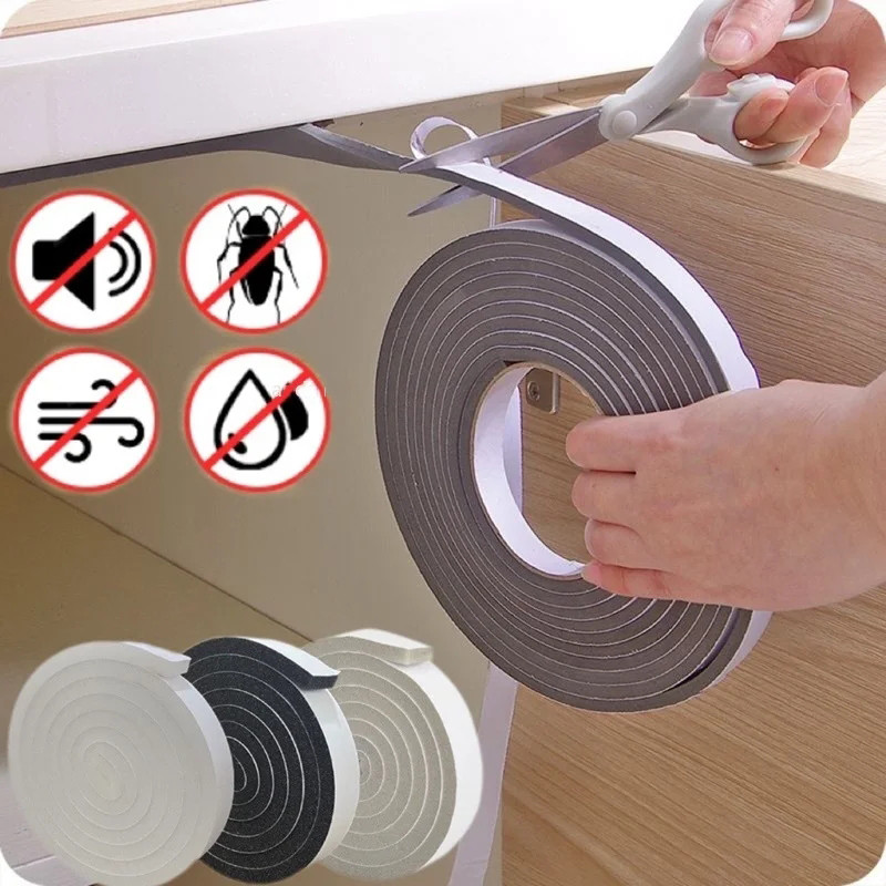 2m/ม้วนแถบปิดผนึกประตูหน้าต่างสภาพอากาศปอกself-adhesive Sound-Proofประตูหน้าต่างเทปโฟมGap Soundproofซีลแถบ