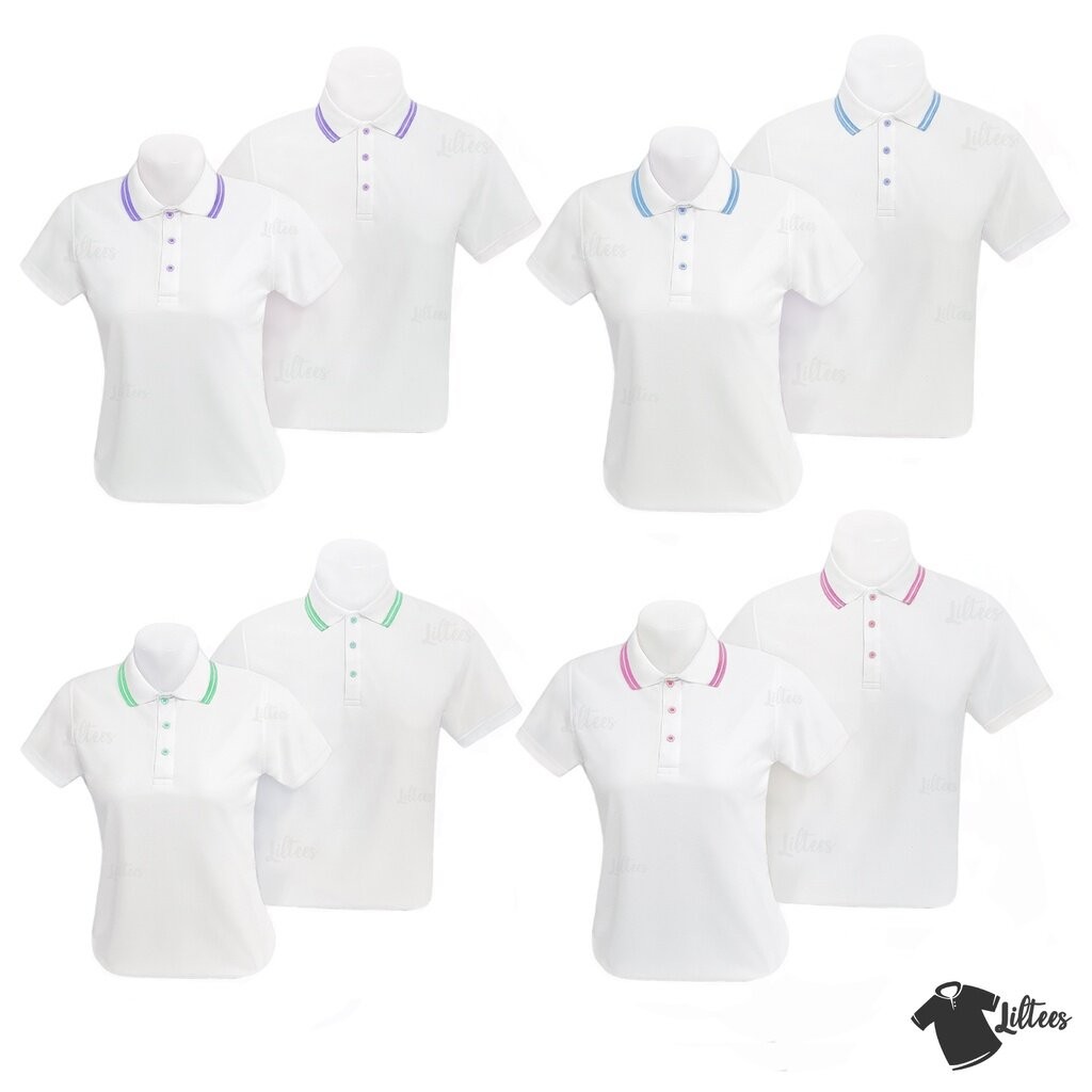 เสื้อโปโล คอปก สีขาว ขลิบชมพู ม่วง เขียวมิ้นท์ ฟ้า พาสเทล | Kaneko MC